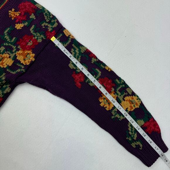 Vintage Robert Scott Knit Floral Cardigan Sweater Purple Cottagecore Grandma S - Picture 12 of 12